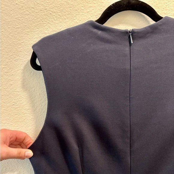 NWT Mango Roma-Knit Sleeveless Dress in dark navy, size US 10 - Picture 6 of 8